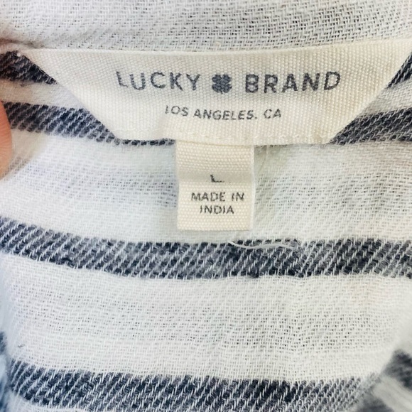 Lucky Brand Women’s Striped Button Up Sleeveless Shirt Size L - Picture 8 of 10